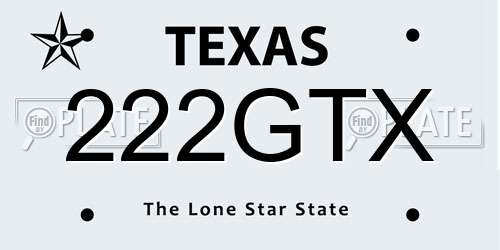 222GTX Texas License Plate