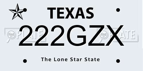 222GZX Texas License Plate