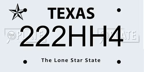 222HH4 Texas License Plate