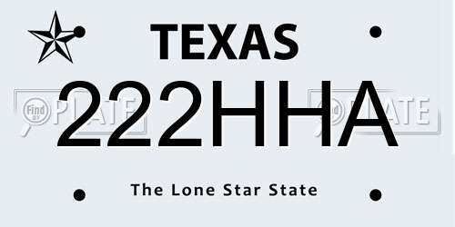 222HHA Texas License Plate