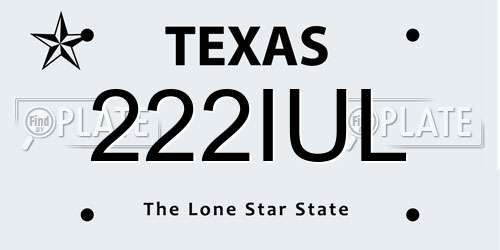 222IUL Texas License Plate