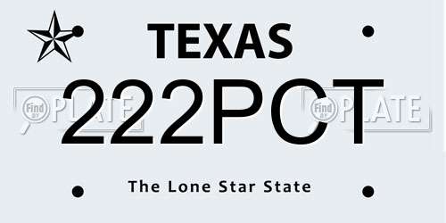 222PCT Texas License Plate