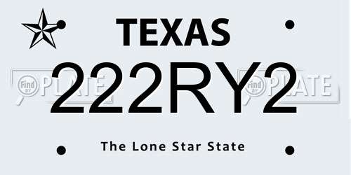 222RY2 Texas License Plate
