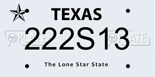 222S13 Texas License Plate