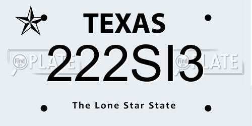 222SI3 Texas License Plate