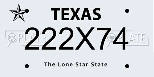 222X74 Texas License Plate