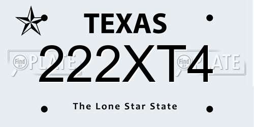 222XT4 Texas License Plate