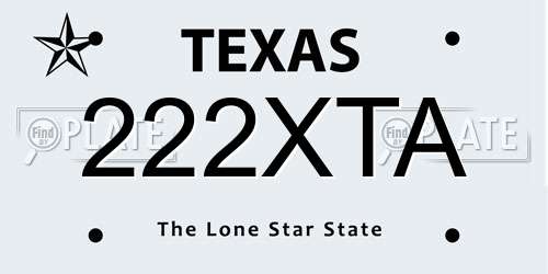 222XTA Texas License Plate