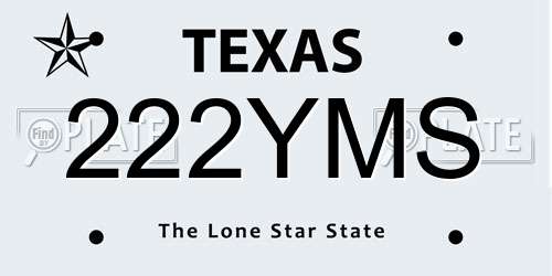 222YMS Texas License Plate