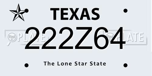 222Z64 Texas License Plate