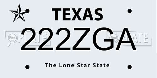 222ZGA Texas License Plate