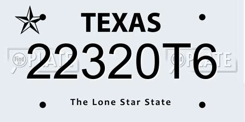 22320T6 Texas License Plate