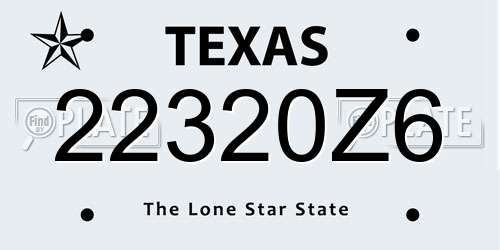 22320Z6 Texas License Plate