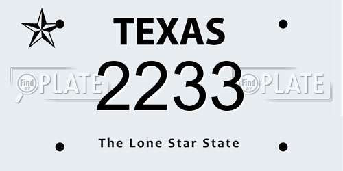 2233 Texas License Plate