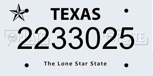 2233025 Texas License Plate