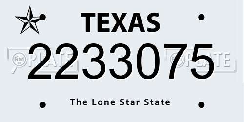 2233075 Texas License Plate