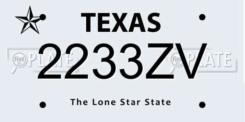 2233ZV Texas License Plate