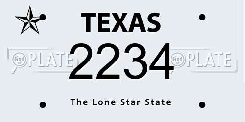 2234 Texas License Plate