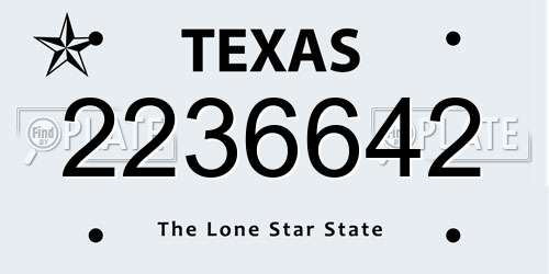 2236642 Texas License Plate