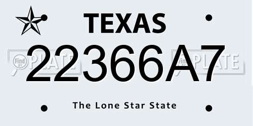 22366A7 Texas License Plate