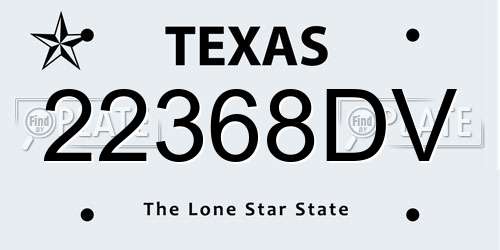 22368DV Texas License Plate