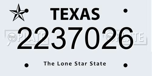 2237026 Texas License Plate
