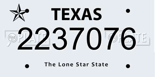 2237076 Texas License Plate