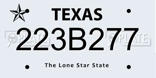 223B277 Texas License Plate