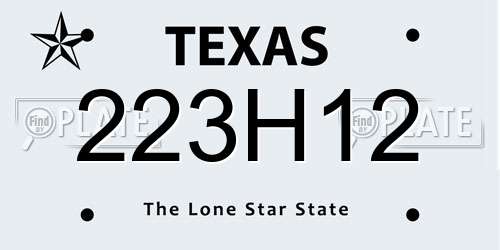 223H12 Texas License Plate