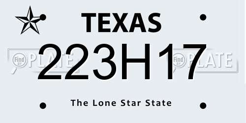 223H17 Texas License Plate