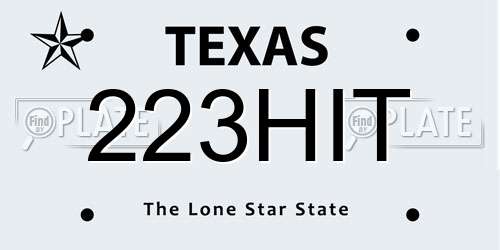 223HIT Texas License Plate