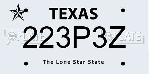 223P3Z Texas License Plate