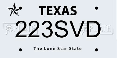 223SVD Texas License Plate
