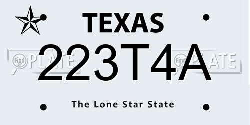 223T4A Texas License Plate