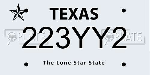 223YY2 Texas License Plate
