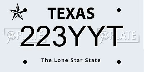 223YYT Texas License Plate