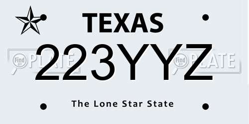 223YYZ Texas License Plate