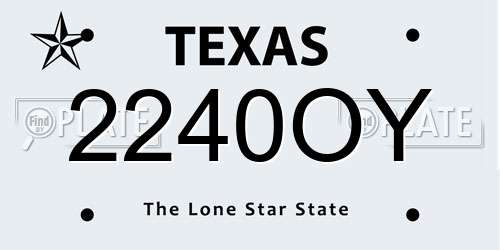 2240OY Texas License Plate