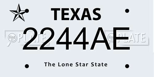 2244AE Texas License Plate
