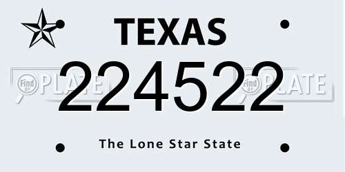 224522 Texas License Plate