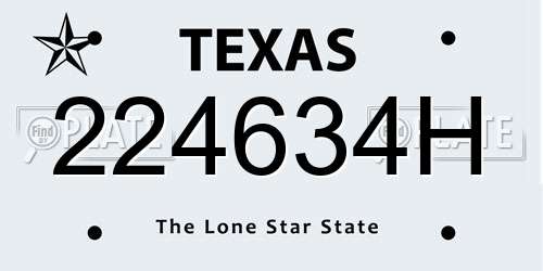 224634H Texas License Plate