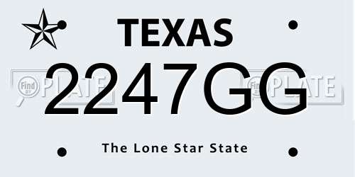 2247GG Texas License Plate