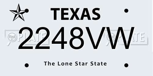 2248VW Texas License Plate