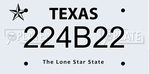 224B22 Texas License Plate
