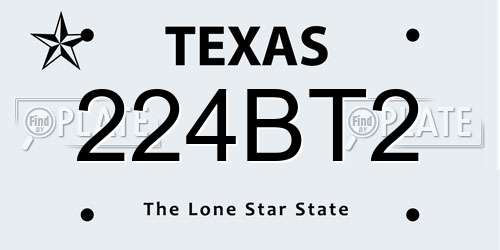 224BT2 Texas License Plate