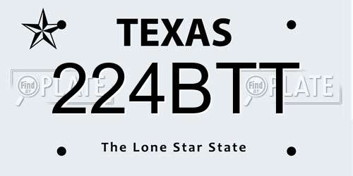 224BTT Texas License Plate