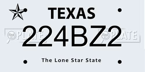 224BZ2 Texas License Plate
