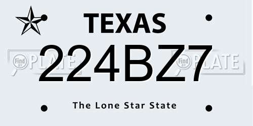224BZ7 Texas License Plate
