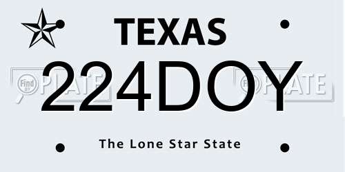 224DOY Texas License Plate