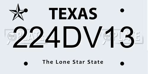 224DV13 Texas License Plate